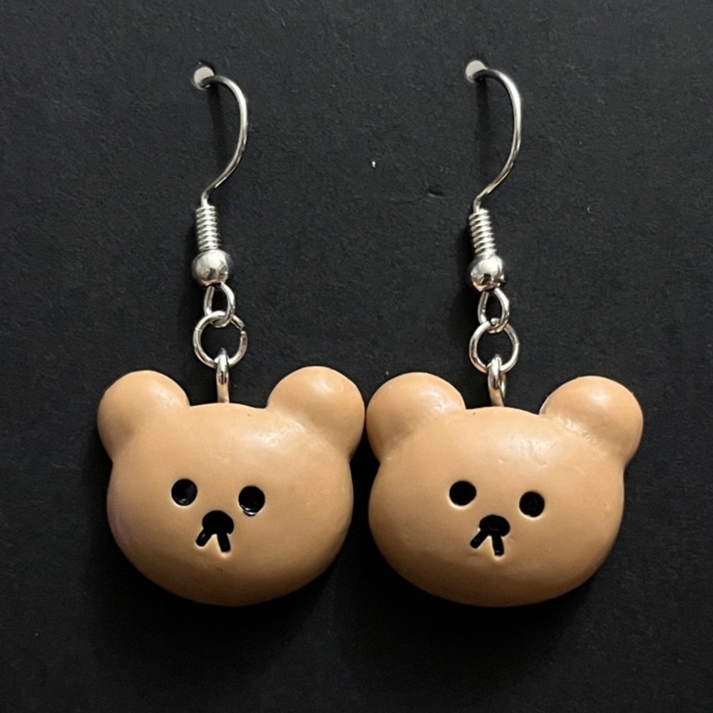 Sad Teddy Bear Dangle Earrings
